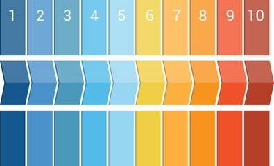 Horizontal Arrows. Template Timeline Infographic numbered for 10 position isolated