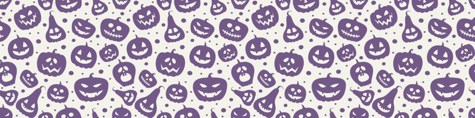 Banner with creepy pumpkins. Halloween texture. Vector