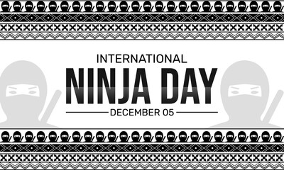 International Ninja Day Wallpaper in black and white color design. Ninja Day backdrop design © visuals6x