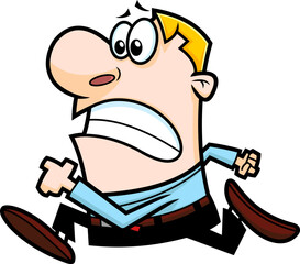 Businessman Cartoon Character Running Late for Work. Vector Hand Drawn Illustration Isolated On Transparent Background