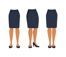 Office Woman Legs as Constructor and Creation Body Parts Vector Set