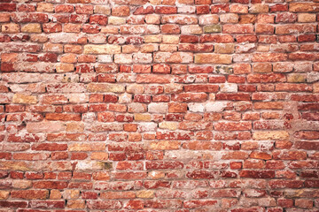 Venetian brickwork, old ancient brick wall texture background in Venice
