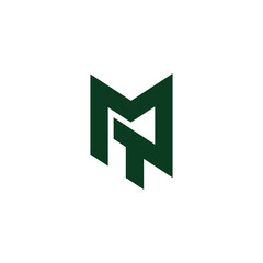 letter mt simple linked line logo vector