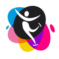 Figure skating sport graphic with colorful design elements.