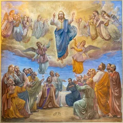 Tuinposter ANNEC, FRANCE - JULY 11, 2022: The fresco of Ascension of the Lord in church Notre Dame de Lellis from 20. cent. © Renáta Sedmáková