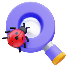 Fototapeta premium 3d rendering of magnifying glass cyber security icon illustration looking for bugs