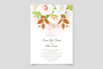 hand drawn white roses background  borer and wreath card design