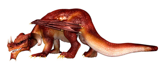 3D Rendering Fairy Tale Dragon on White