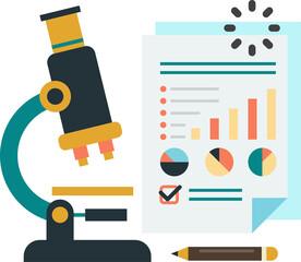 microscope and report illustration in minimal style
