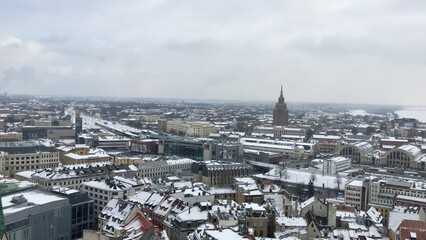 Riga, Latvia, February 2018 - A large city landscape