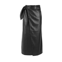 Black women's skirt made of genuine leather