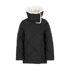 Black women's winter jacket with large collar