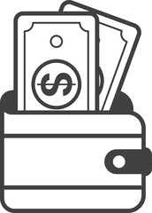 wallet and money illustration in minimal style