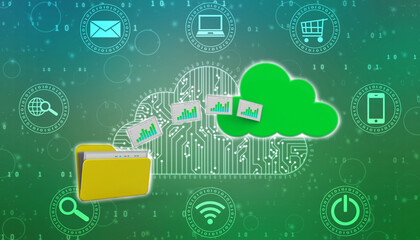 3d rendering Cloud computing concept, Cloud internet technology concept background, Cloud computing and network data Storage concept