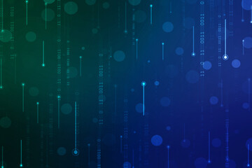 Binary Code Background, Digital Abstract technology background, flowing number one and zero text in binary code format in technology background. Internet Big data Concept