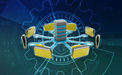 3d illustration of Data sharing concept