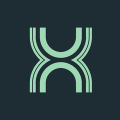 Letter X logo monogram signature icon.Alphabet initial isolated on dark backgrond.Bold lettering sign.Modern design, web, tech style neon color character.Geometric typography.