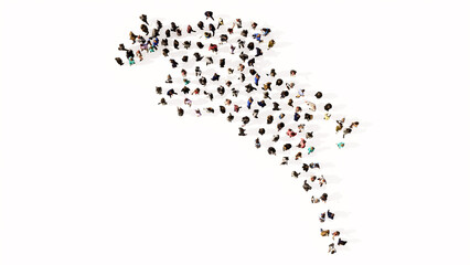 Fototapeta premium Concept conceptual large community of people forming the sign of a horse rider. 3d illustration metaphor for sport, competition, training, relaxation, hobby and fun