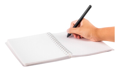hand with pen and notebook isolated and save as to PNG file - 540662309