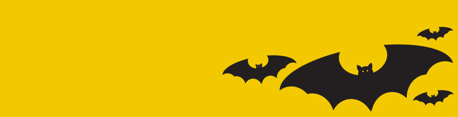 bat on yellow background.Website spooky,Background or banner Halloween template.