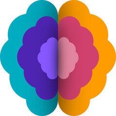 Icon various brain graphic element. PNG