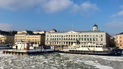 Deurstickers Helsinki, Finland, February 2018 - A large ship in the water © Alex Adventurer