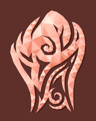 Low poly art with red vintage fist icon