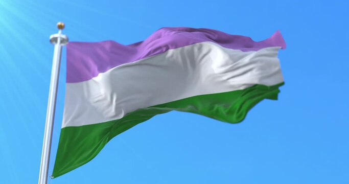 Genderqueer pride flag waving. Loop