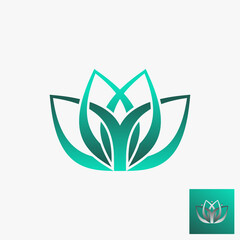 Obraz premium Simple and unique yoga lotus flower beauty with cut shape image graphic icon logo design abstract concept vector stock. Can be used as symbol related to health or tropical