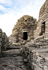 Entrances of two huts on Skellig Island, Ireland