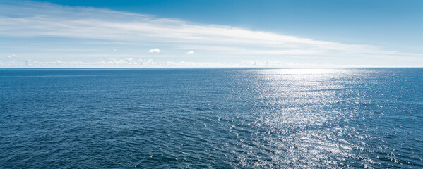 North Sea on a sunny day with clouds on the horizon