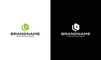Modern and stylish logo design of L in vector for construction, home, real estate, building, property etc. on a black and white background.