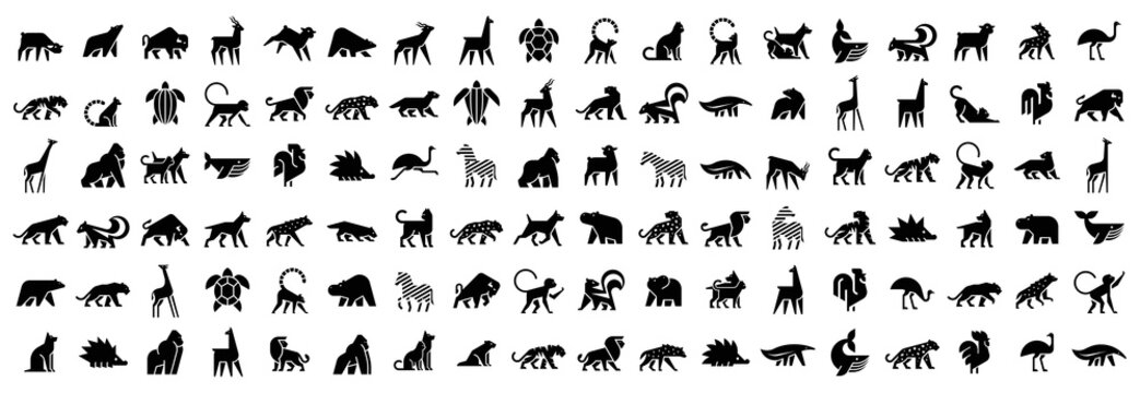 Animals logos collection. Animal logo set. Isolated on White background	