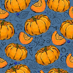 vector illustration set orange pumpkin
