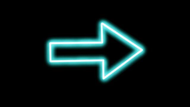 animation neon arrow without shine. 2d motion flat