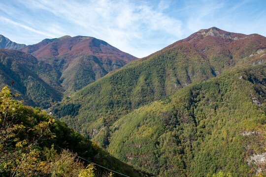 autumn colors in the apennines frignano park and corno alle scale church madonna del faggio and monte acuto modena bologna