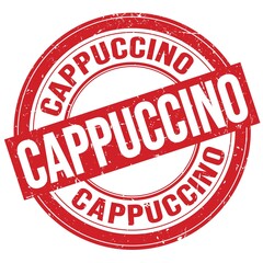 CAPPUCCINO text written on red round stamp sign