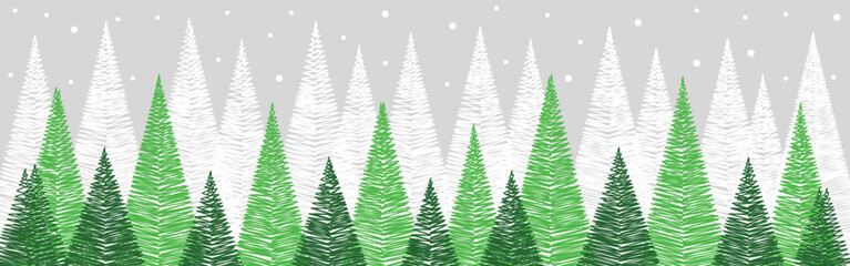 Obraz premium Abstract Christmas trees. Panoramic header. Vector illustration