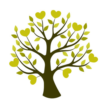 Family tree with leaves and hearts
