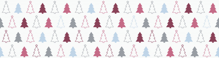 Fototapeta premium Christmas background with festive trees. Seamless pattern. Banner. Vector