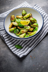 Brussels sprout fried grill vegetable meal food on the table copy space food background