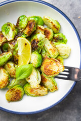Brussels sprout fried grill vegetable meal food on the table copy space food background