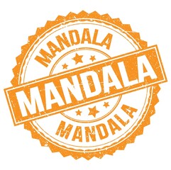 MANDALA text on orange round stamp sign
