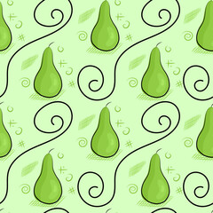 A seamless pattern with hand drawn pears. Good print.