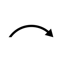 Thin long semi circle arrow. Vector illustration.