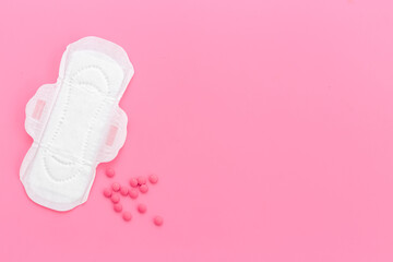 Menstrual cycle and protection concept with white pad, top view