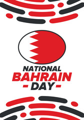 Bahrain National Day. National happy holiday, celebrated annual in December 16. Bahrain flag. Patriotic elements. Poster, card, banner and background. Vector illustration
