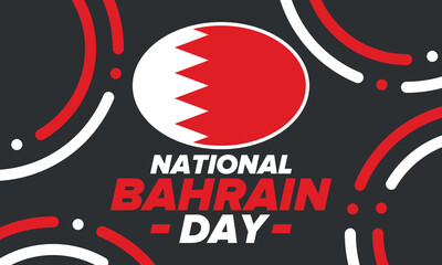Bahrain National Day. National happy holiday, celebrated annual in December 16. Bahrain flag. Patriotic elements. Poster, card, banner and background. Vector illustration