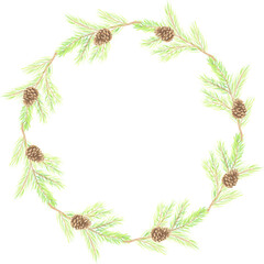 minimal watercolor christmas leaf wreath frame