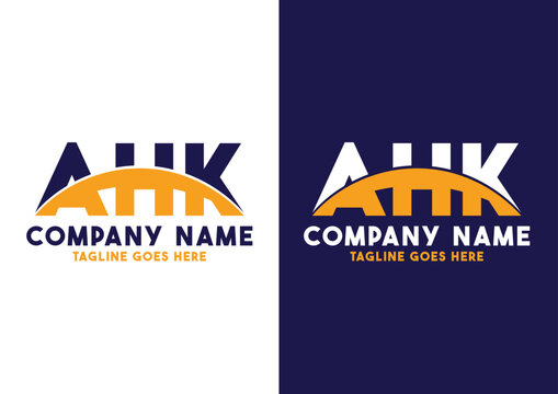 Letter AHK logo design vector template, AHK logo
